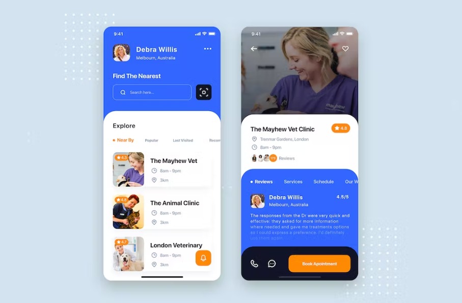 Free Pet Clinic Mobile App UI Kit Template Download