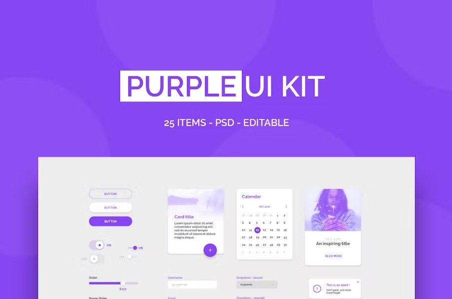 Free Purple UI Kit Template Download