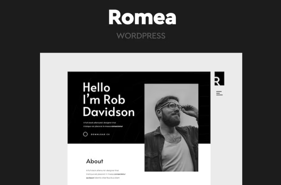 Free Romea Personal Portfolio Templates Wordpress templates Download