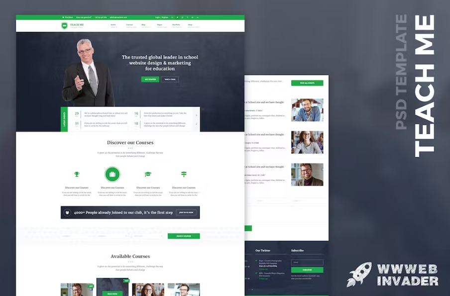 Free Teach Me Education PSD Template Download