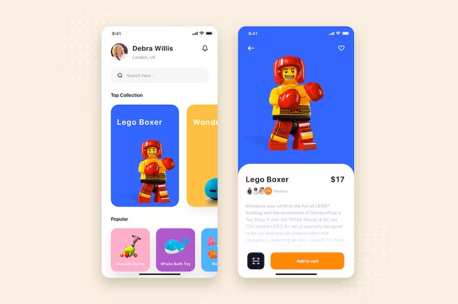 Free Toys Shop Mobile App UI Kit Template Download