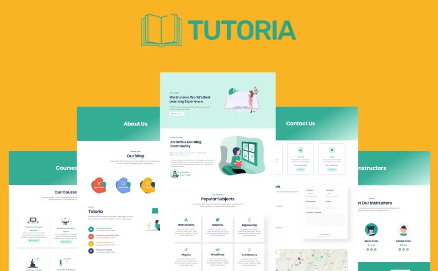 Free Tutoria Education & Online Courses Elementor Template Kit Download