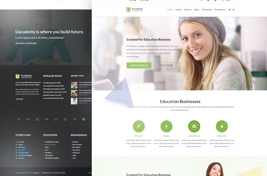 Free Uacademy Learning Management System PSD Template Download