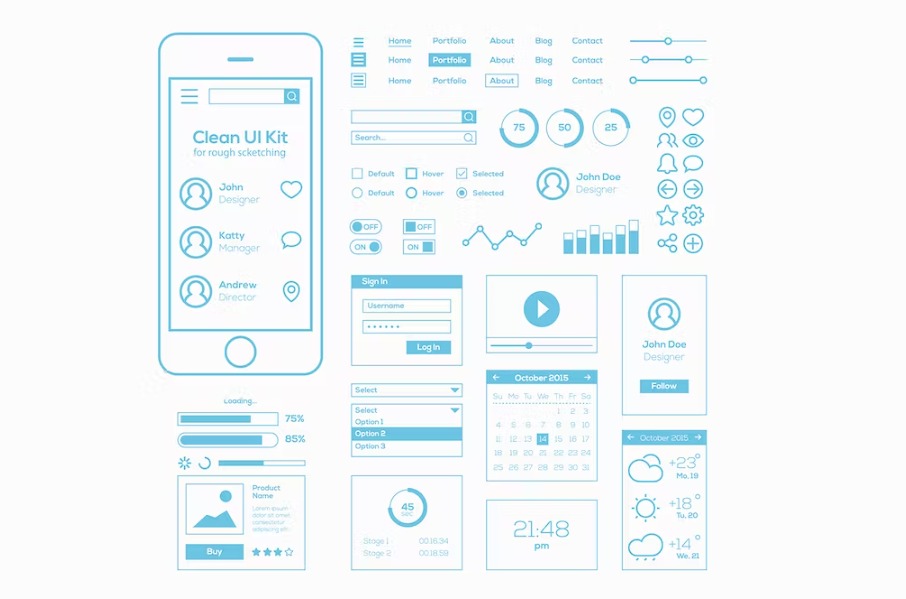 Free Clean Mobile Web UI Kit Template Download