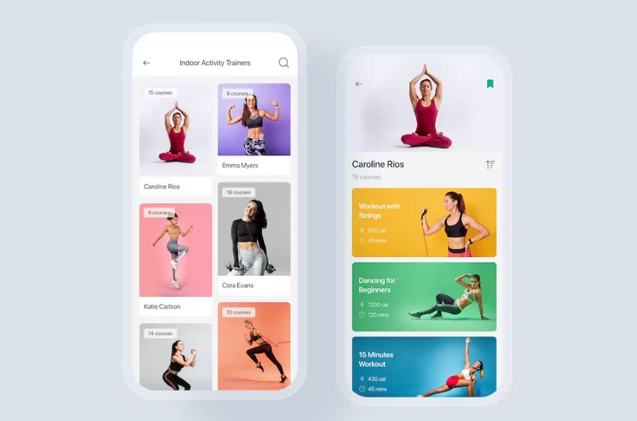 Free Yoga & Fitness App mobile UI Concept Template Download