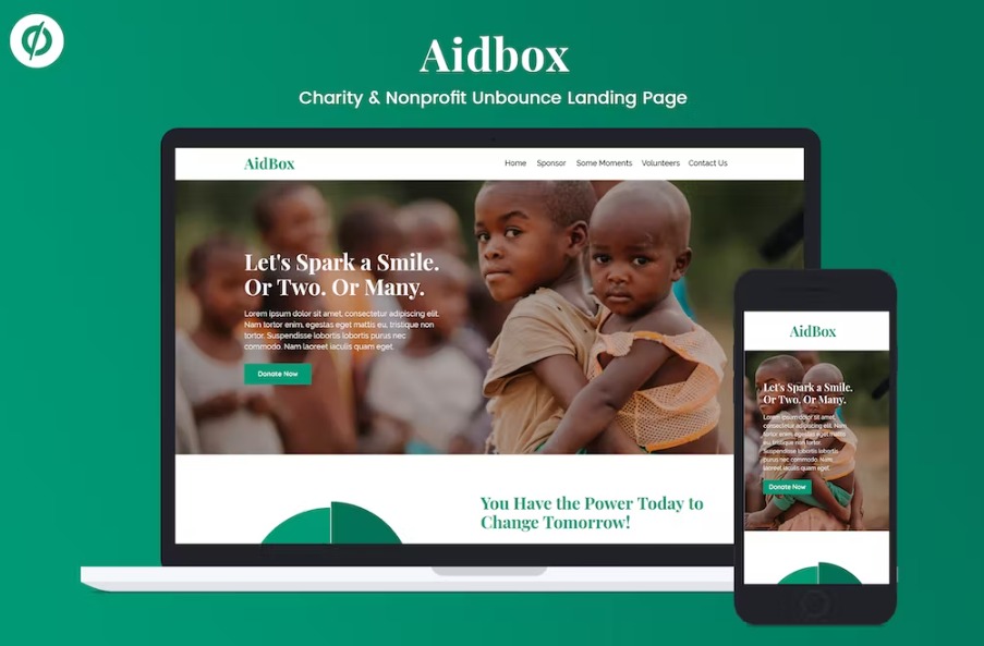 Free Aidbox Charity & Nonprofit Unbounce Landing Page Template Download