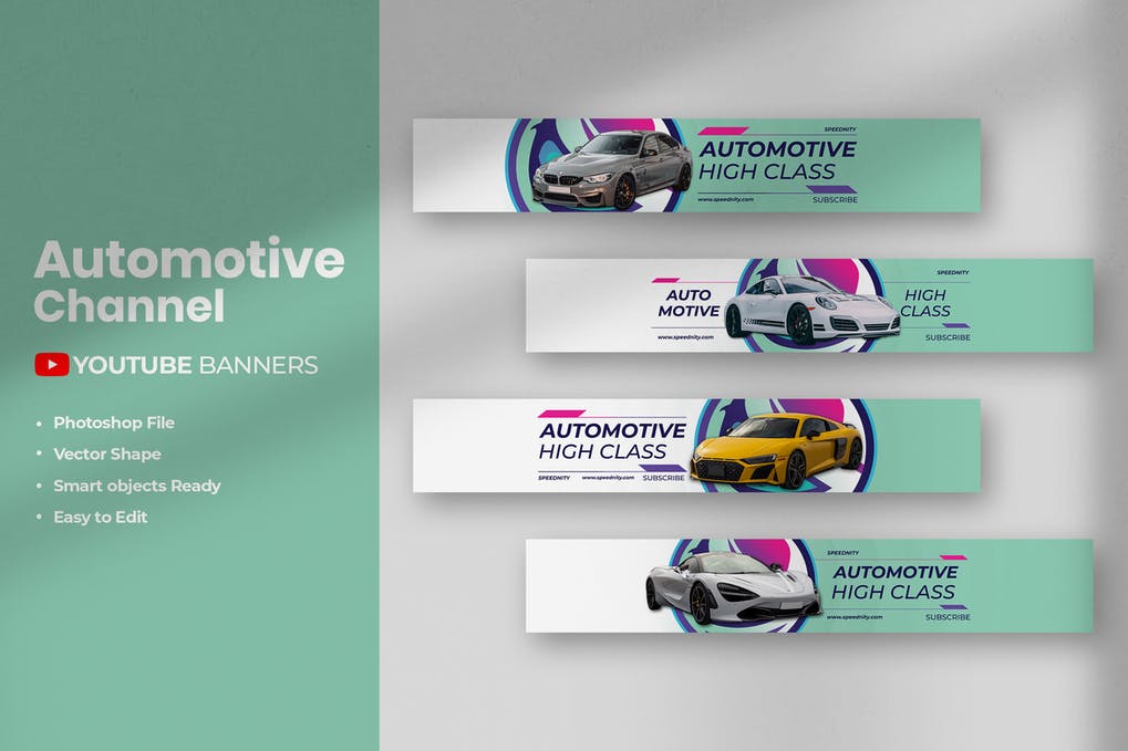 Free Automotive Youtube Banners Template Download