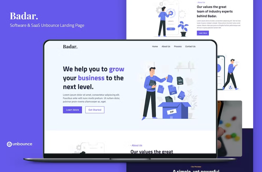 Free Badar Software & SaaS Unbounce Landing Page Template Download