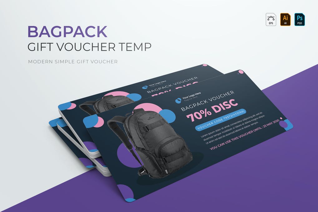 Free Bagpack Discount Voucher Gift Template Download