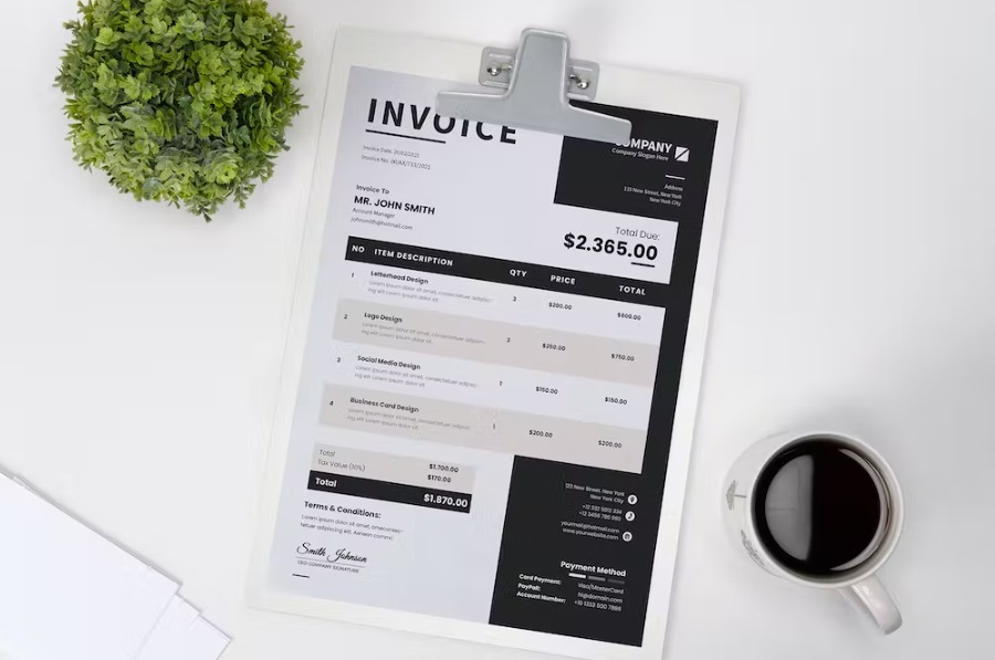 Free Black & white Invoice Template Download