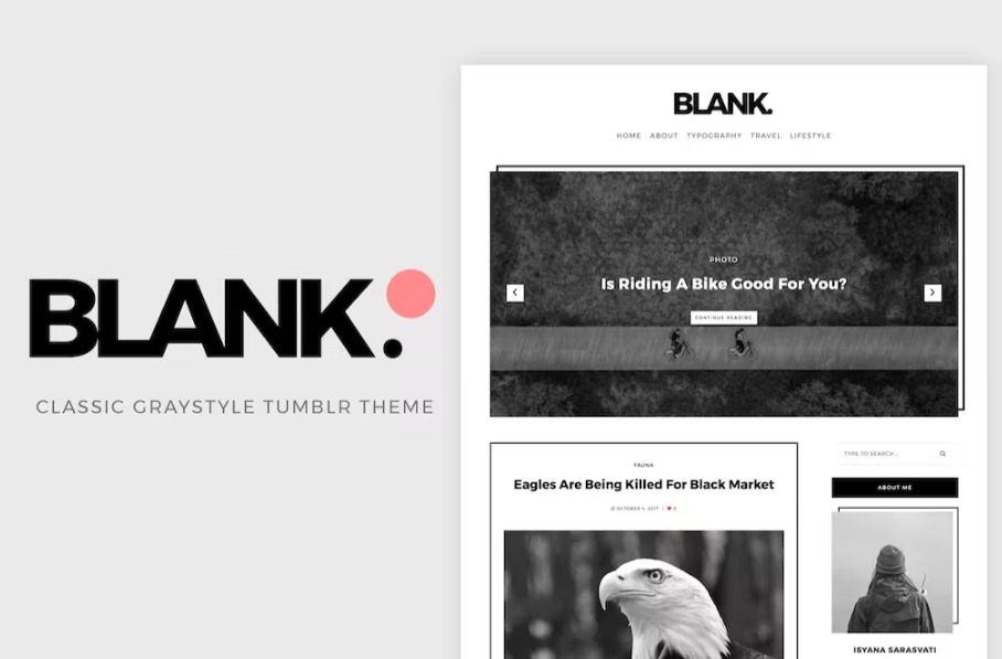 Free Blank Gray style Tumblr Theme Download