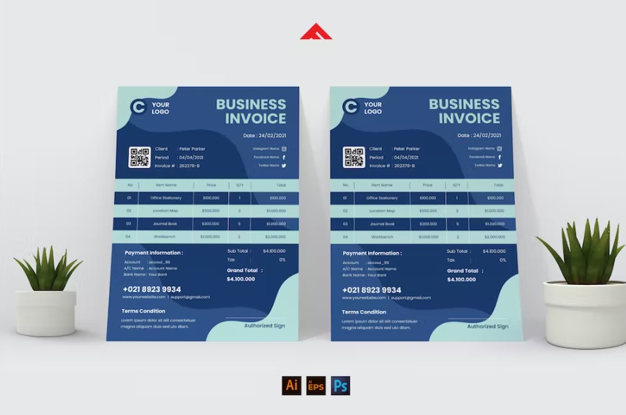 Free Blue Invoice Design Template Download