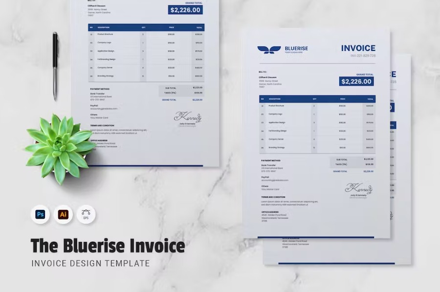 Free Bluerise Invoice Template Download