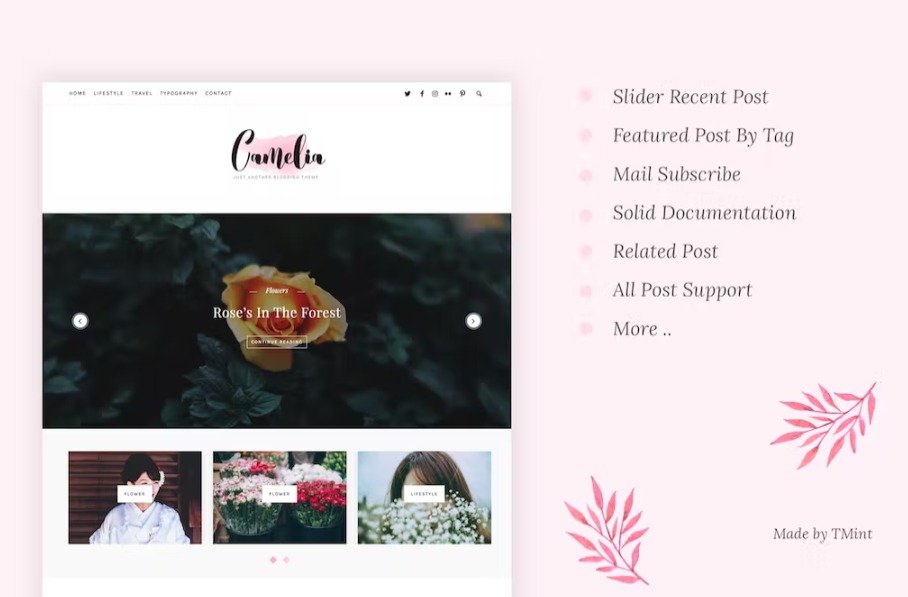 Free Camelia Responsive Blogging Tumblr Theme Download