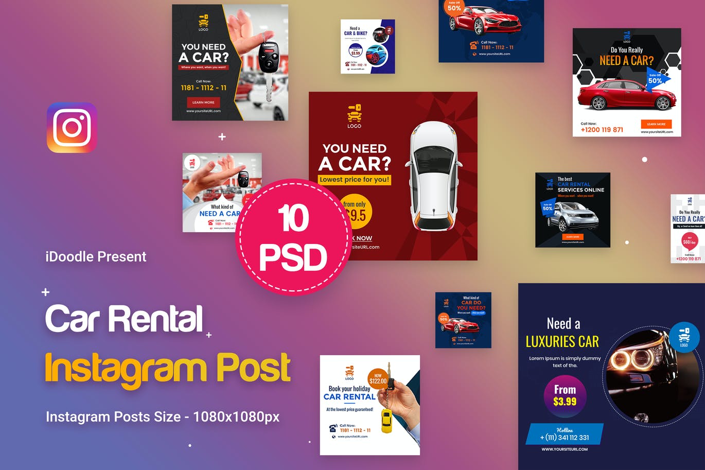 Free Car Rental Instagram Posts Template Download