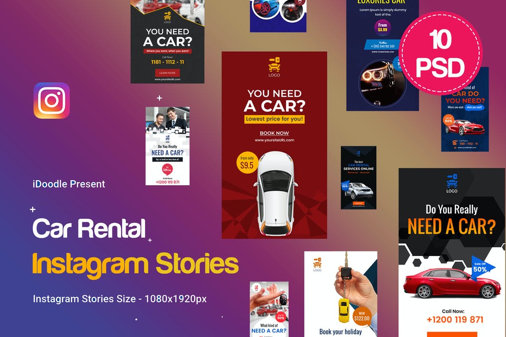 Free Car Rental Instagram Posts Template Download