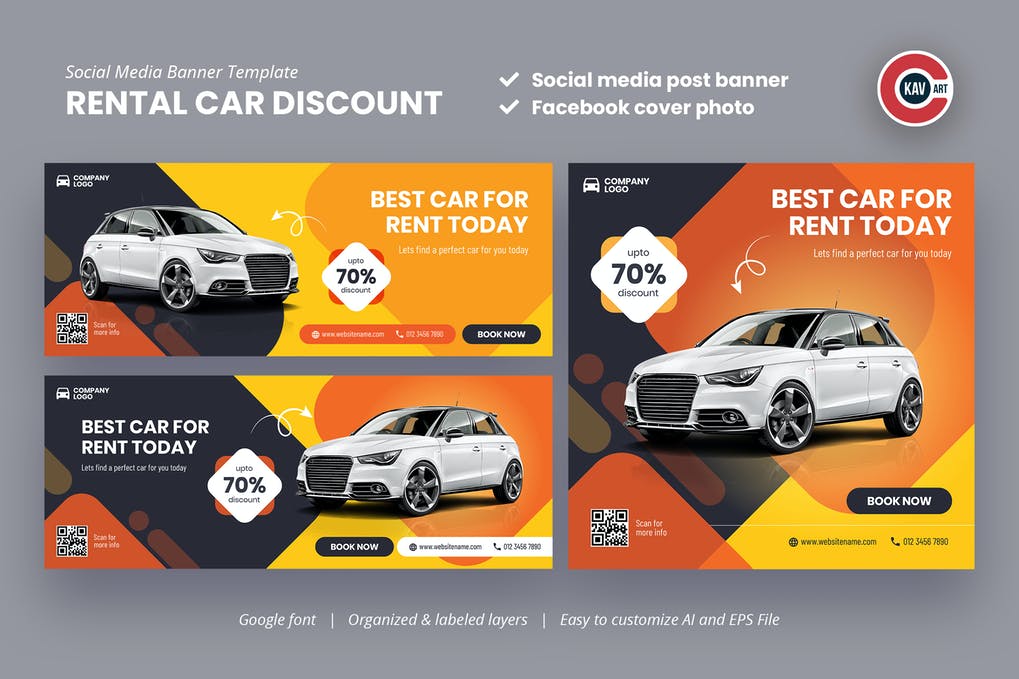 Free Car Rental Social Media Banner Template Download