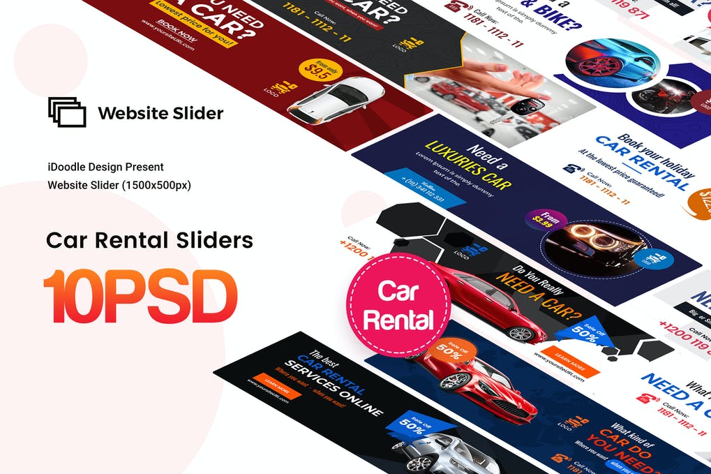 Free Car Rental Website Slider Template Download