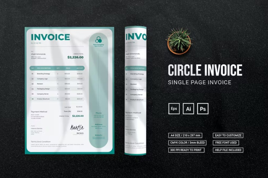 Free Circle Tosca Invoice Template Download