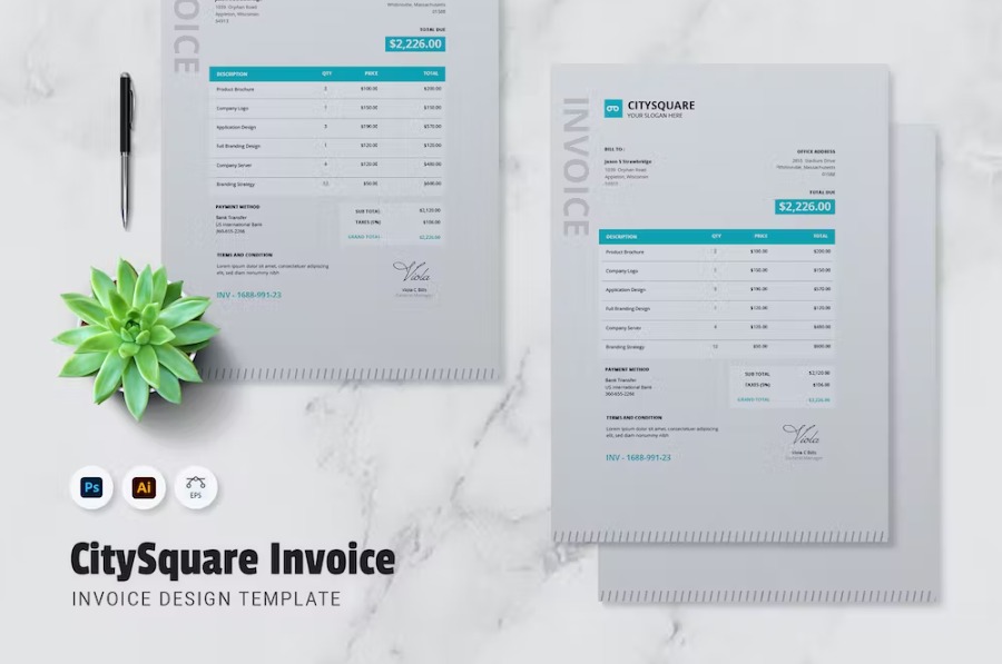 Free City Square Invoice Template Download