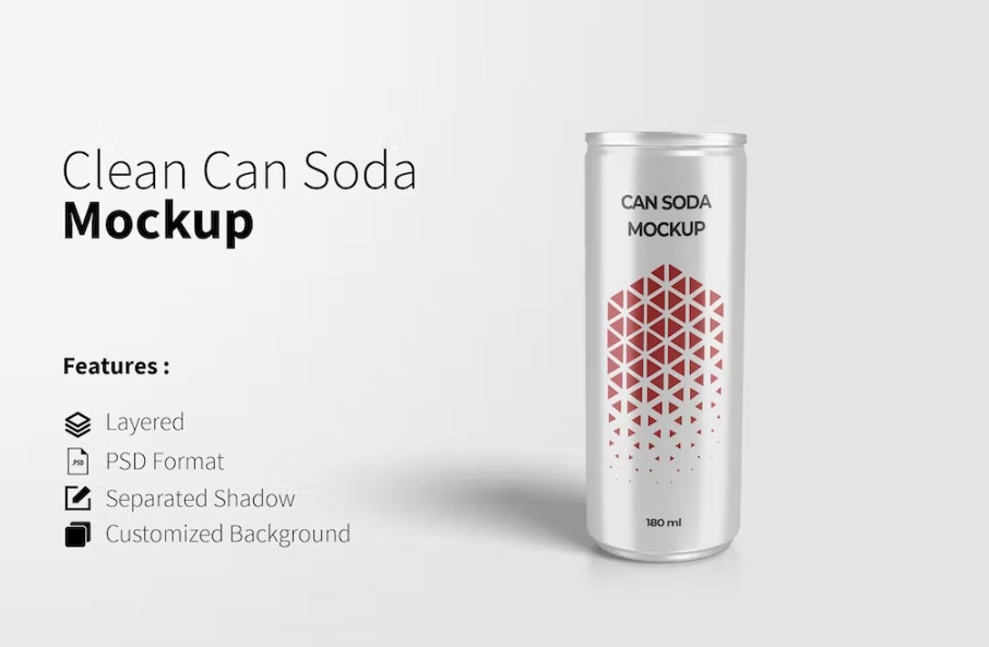 Free Clean Can Soda Mockup Template Download