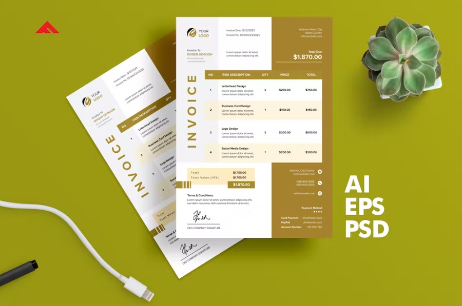 Free Clean Invoice Design Template Download