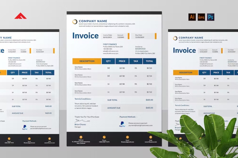 Free Clean Invoice Design Template Download