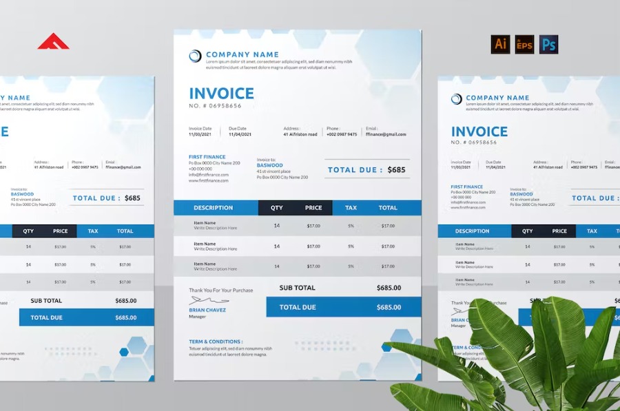 Free Clean Invoice Design Template Download