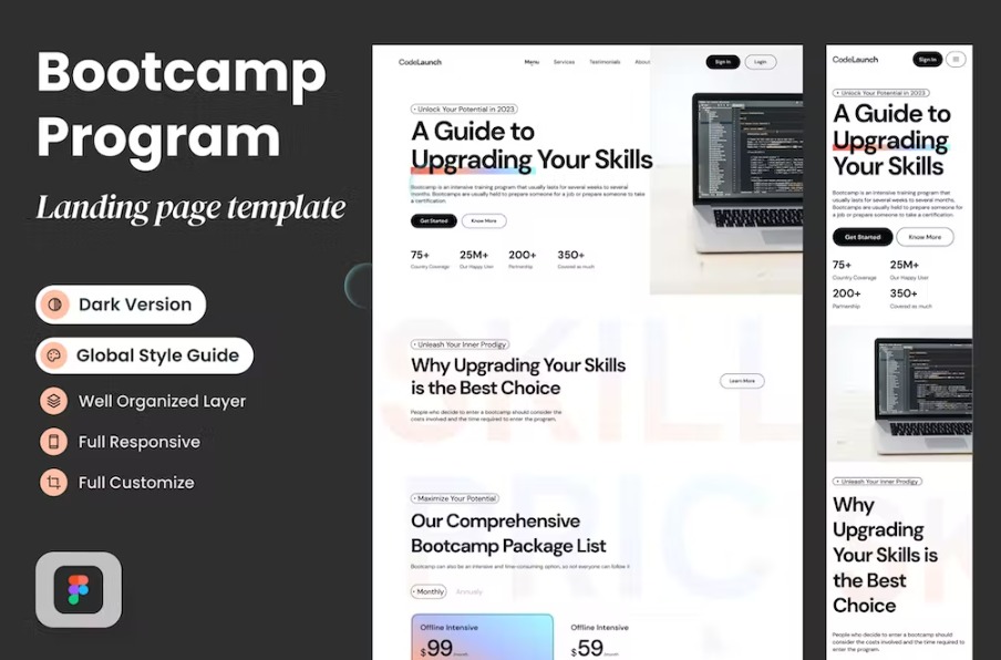 Free CodeLaunch Bootcamp Program Landing Page Template Download