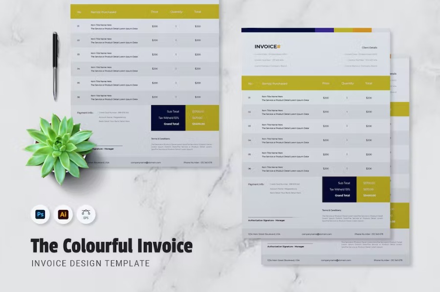 Free Colourful Invoice Template Download