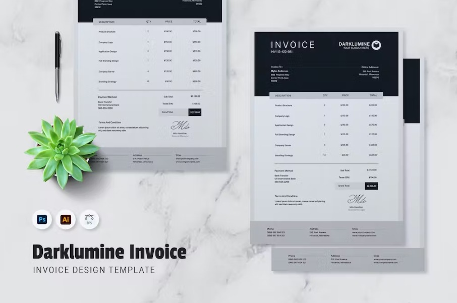 Free Darklumine Invoice Template Download