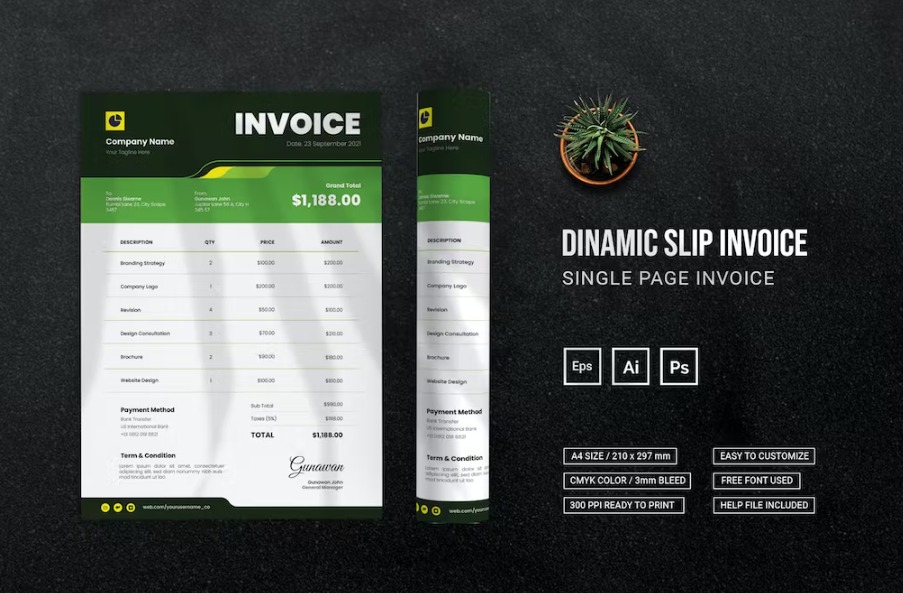 Free Dinamic Slip Invoice Template Download