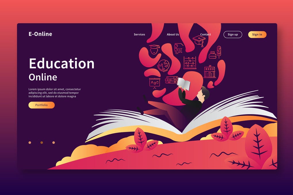 Free Education Online Web Header & Vector Template Download