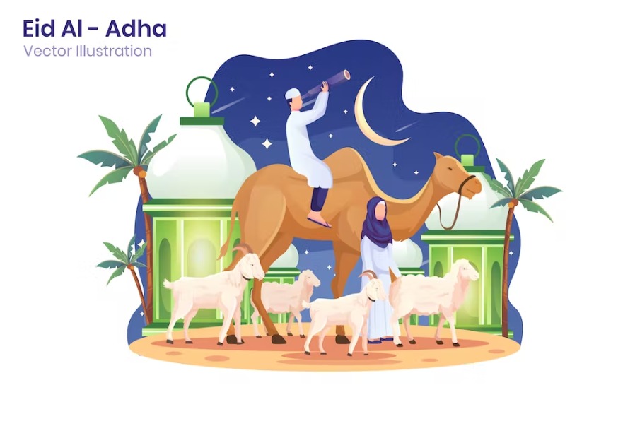 Free Eid Al Adha Flat Illustration Template Download