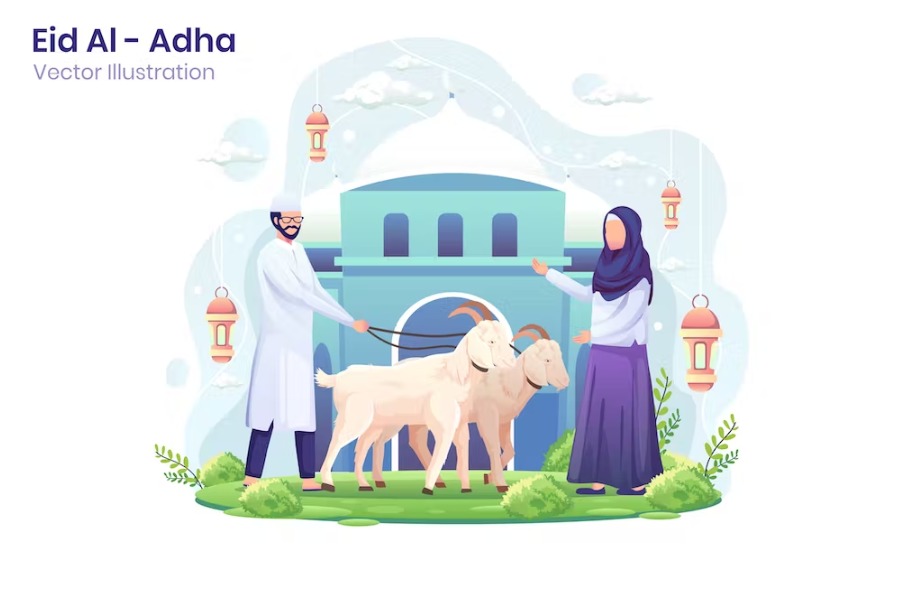 Free Eid Al Adha Flat Illustration Template Download