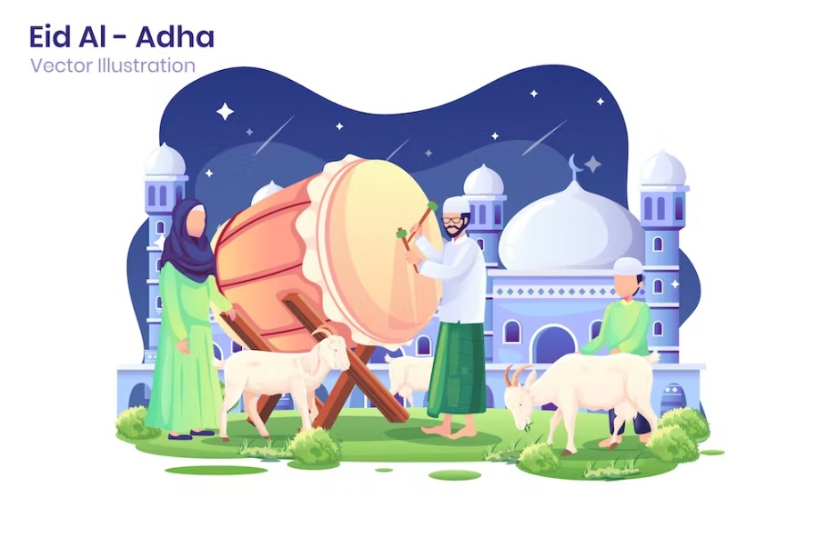 Free Eid Al Adha Flat Illustration Template Download