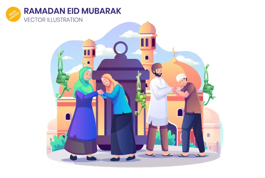 Free Eid Al Fitr Flat Illustrations Template Download