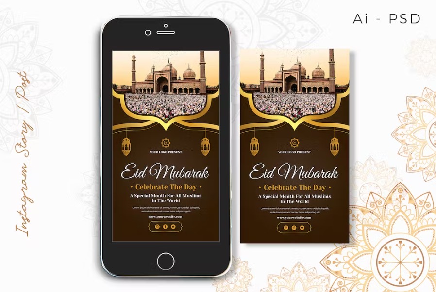 Free Eid Mubarak Digital Greeting Card Template Download