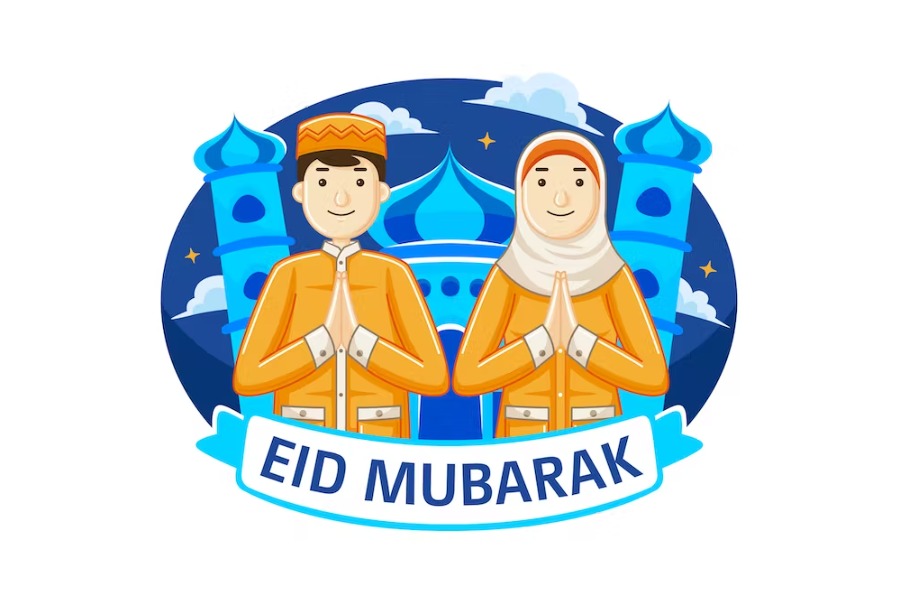 Free Eid Mubarak illustration Template Download