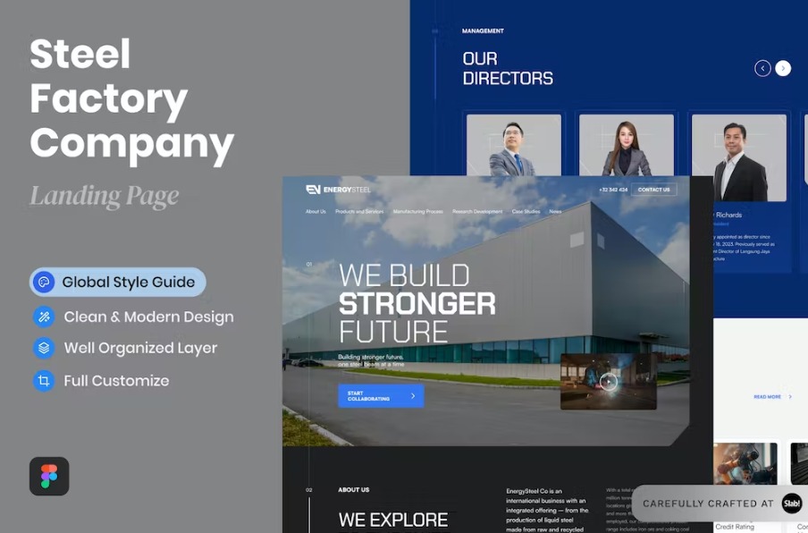 Free Energy Group Steel Company Landing Page Template Download