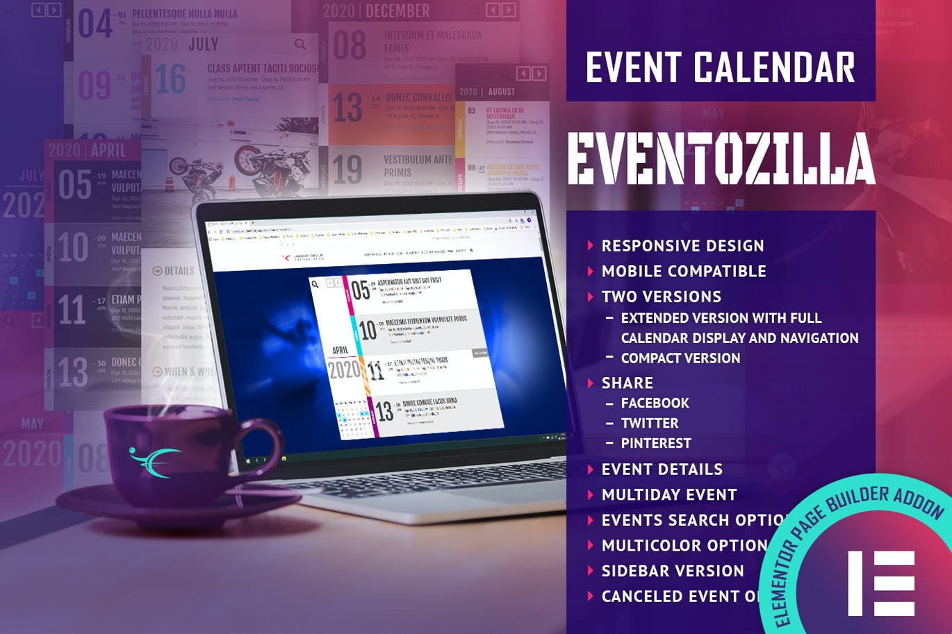 Free EventoZilla Event Calendar Elementor Widget Addon Plugin Download