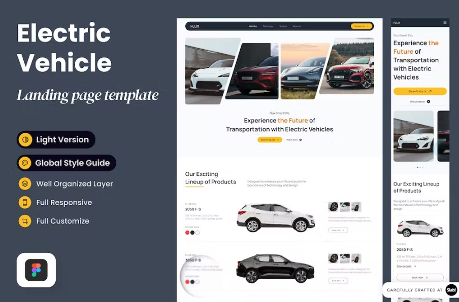 Free Flux Electric Vehicle Landing Page Template Download