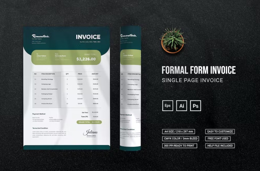 Free Formal Form Invoice Template Download