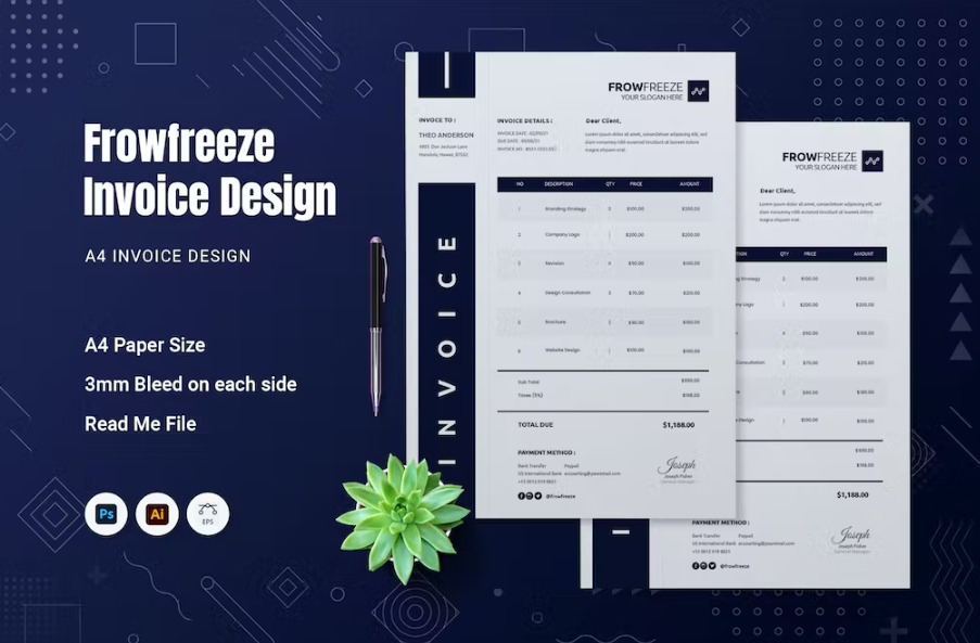 Free Frowfreeze Invoice Template Download