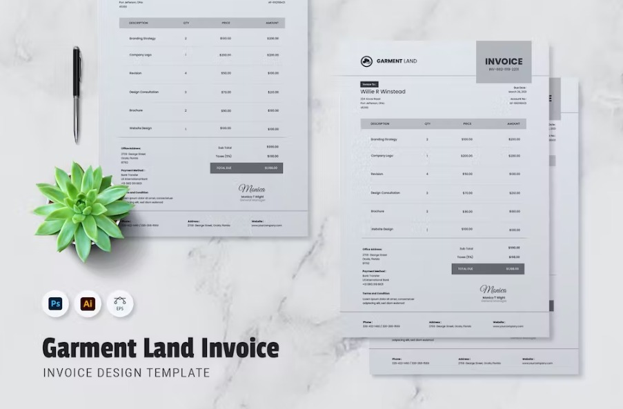 Free Garment Land Invoice Template Download