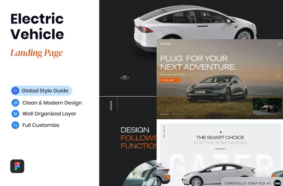 Free Gazer Electric Vehicle Landing Page Template Download