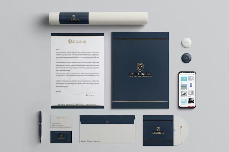 Free Glod Branding Identity & Stationery Pack Template Download