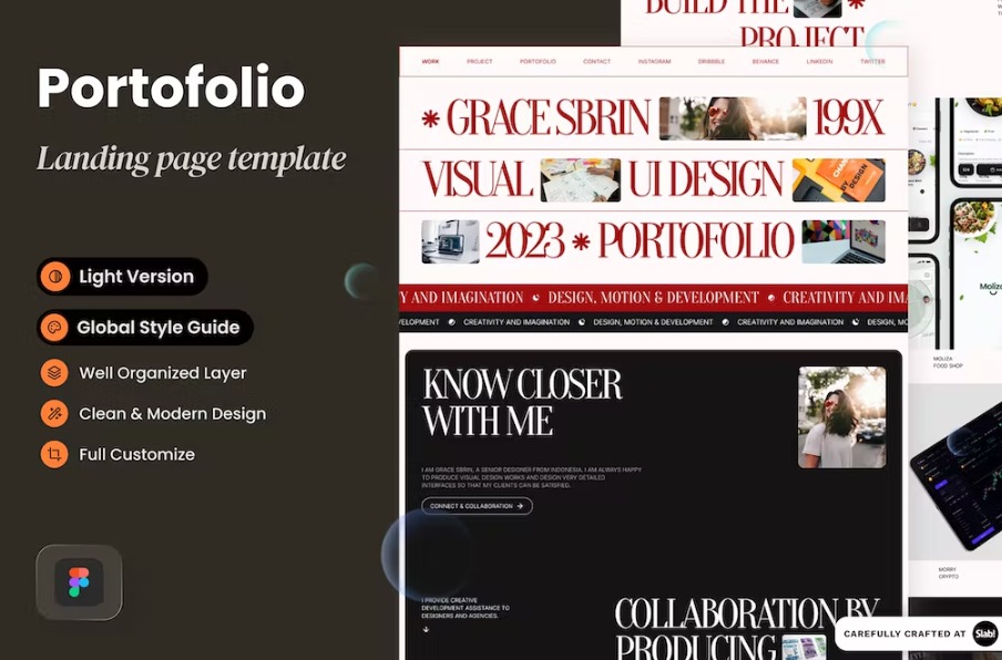 Free Grace Sbrin Portofolio Landing Page Template Download