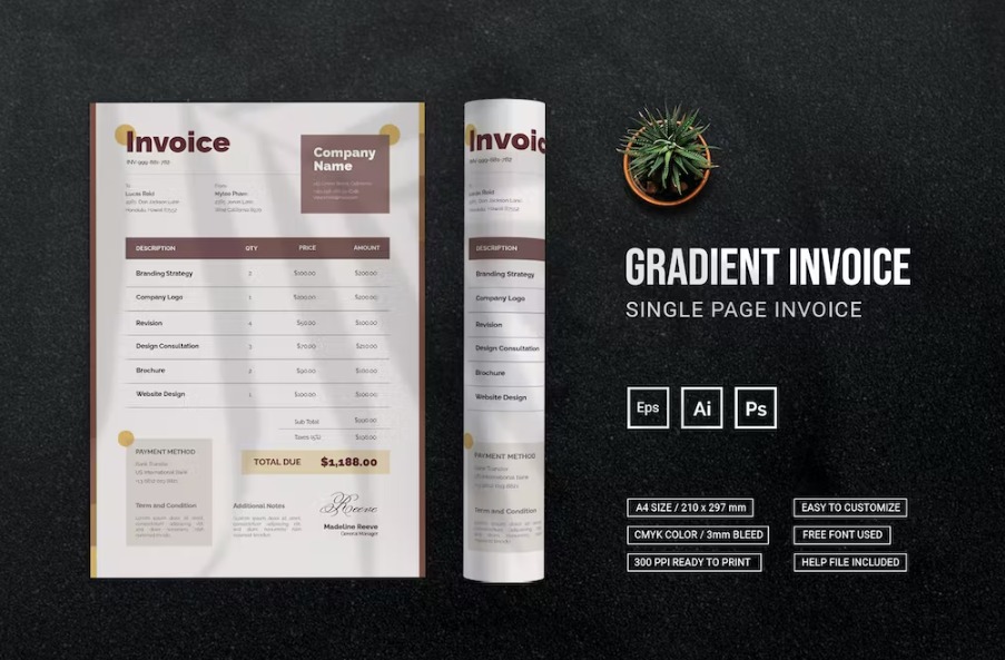 Free Gradient Square Invoice Template Download