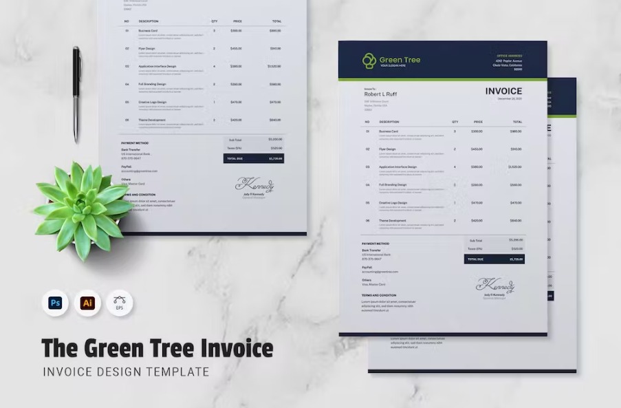 Free Green Tree Studio Invoice Template Download